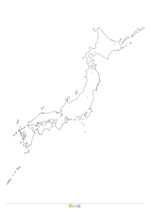 日本の白地図（A3-外線のみ・白黒） フリー