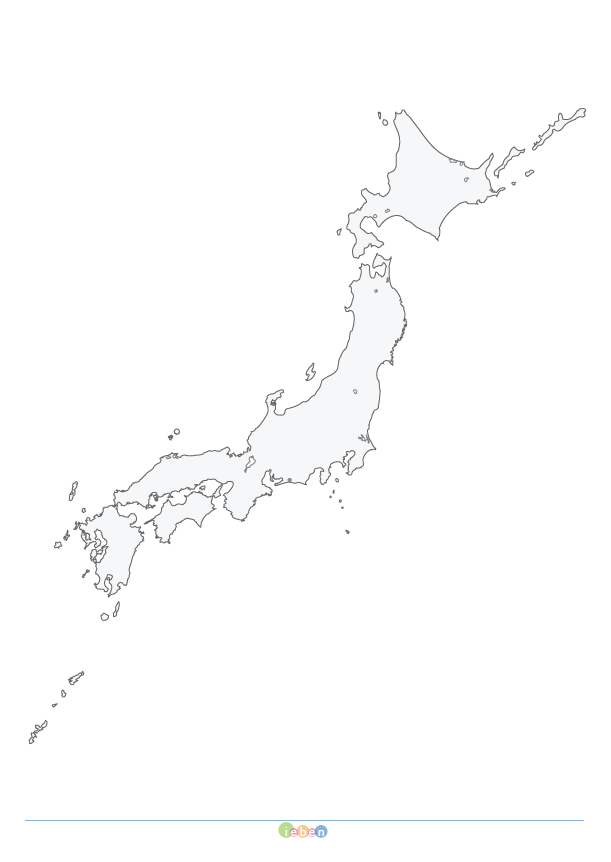 日本の白地図（A3-外線のみ・薄色） フリー