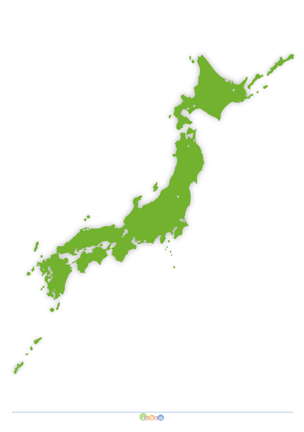 日本の白地図（A3-外線のみ・陸に影） フリー