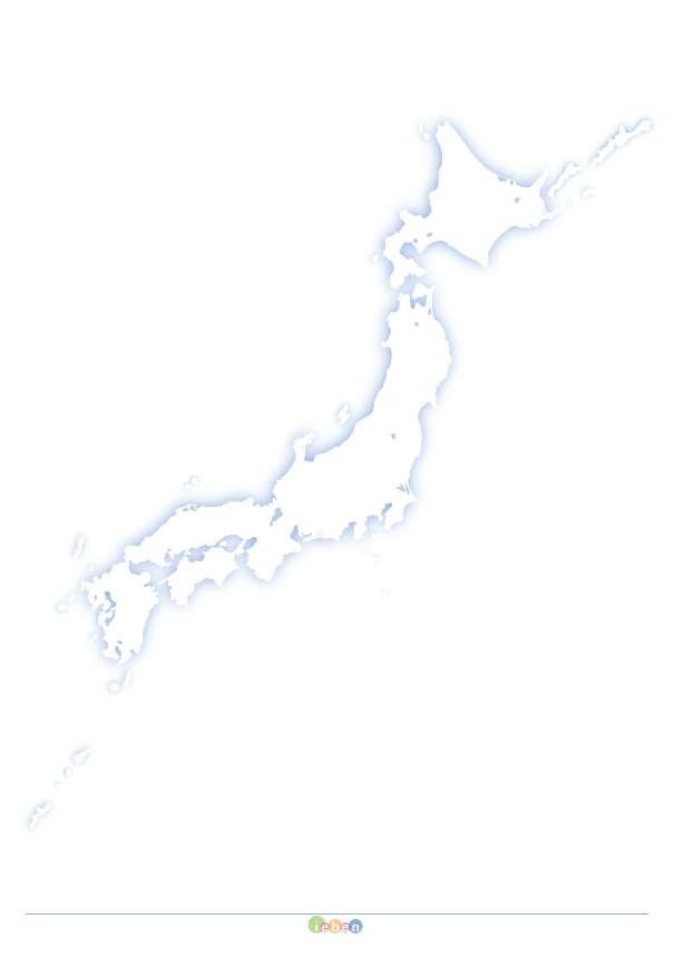 日本の白地図（A3-外線のみ・海に影） フリー