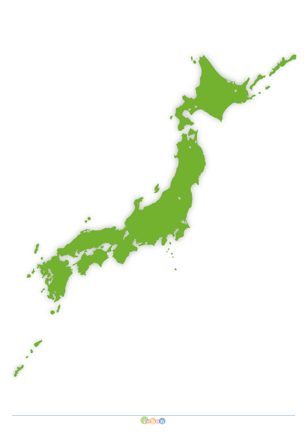日本の白地図（A4-外線のみ・陸に影） フリー