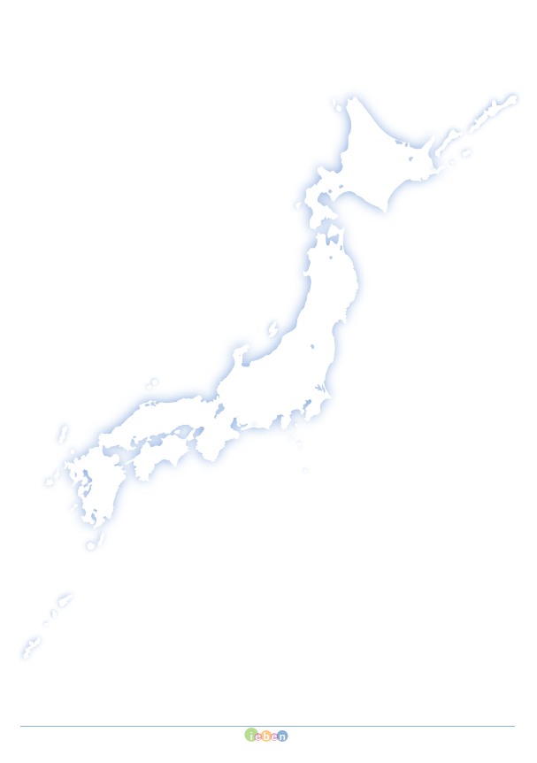 日本の白地図（A4-外線のみ・海に影） フリー